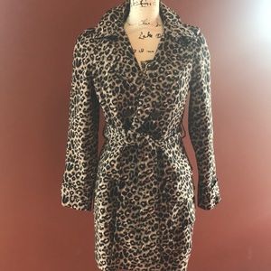 INC ANIMAL PRINT TRENCH COAT